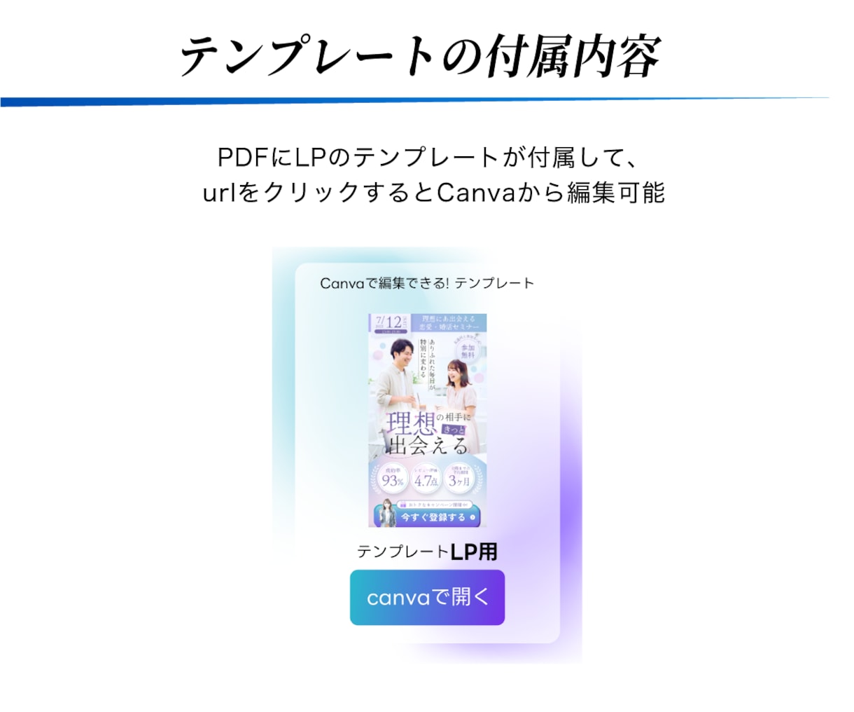 CanvaのLPテンプレートを販売します モバイルファーストLP・自由に編集可能(婚活ver) イメージ3