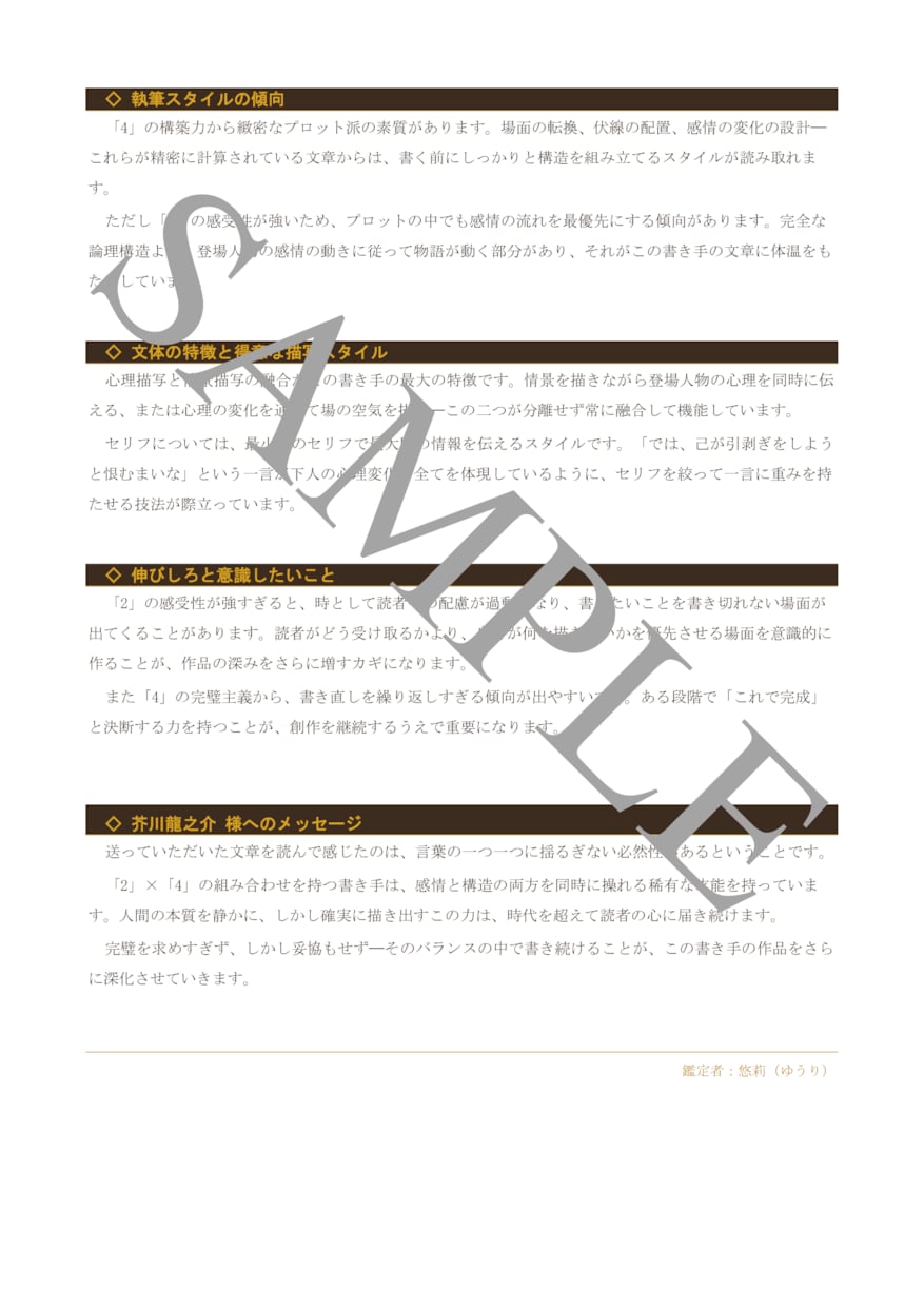 小説書きのための文章分析×数秘術鑑定をします 小説書き専用・文章分析×数秘術鑑定【オリジナル鑑定書お届け】 イメージ4