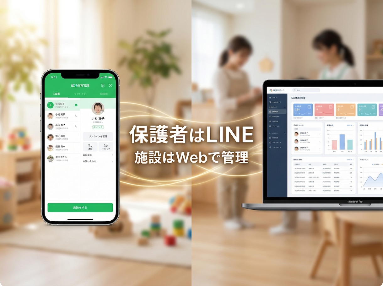 LINE×Webで保育・学童業務システム構築します 保護者はLINE、先生はWebで。朝の電話対応をゼロに イメージ2
