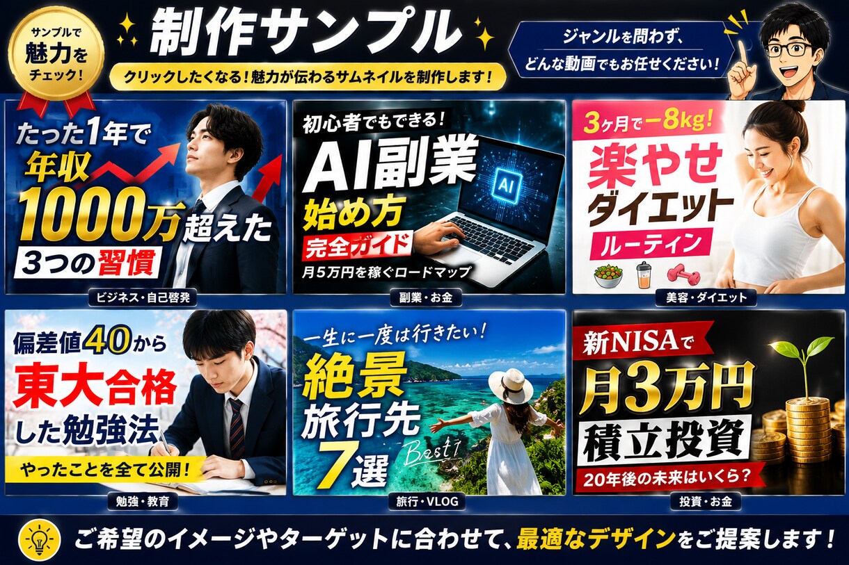 YouTubeサムネイルを制作します クリックしたくなるサムネイルを丁寧に制作 イメージ6