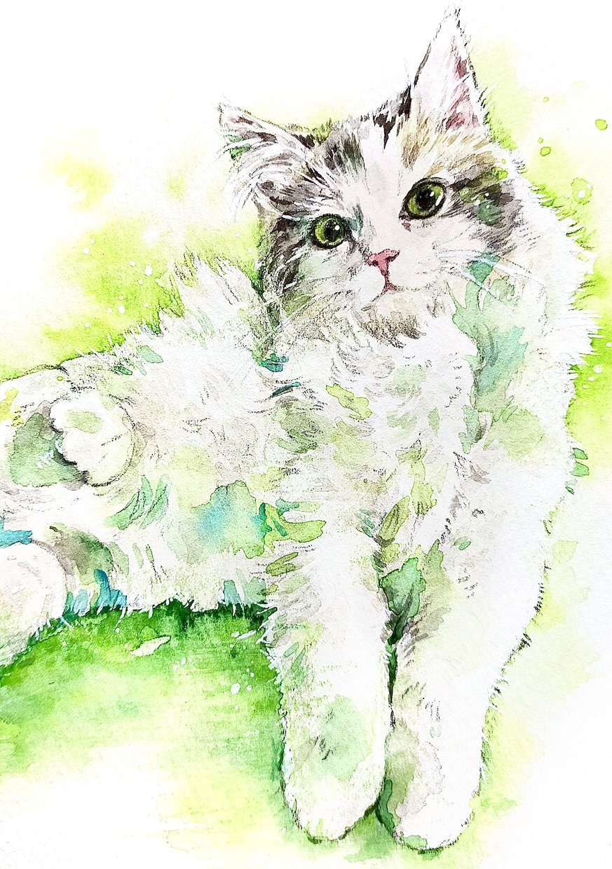 原画◆透明水彩でペット動物のイラストを手描きします 手描きの水彩画のイラスト原画を、ご自宅やプレゼント用に イメージ4