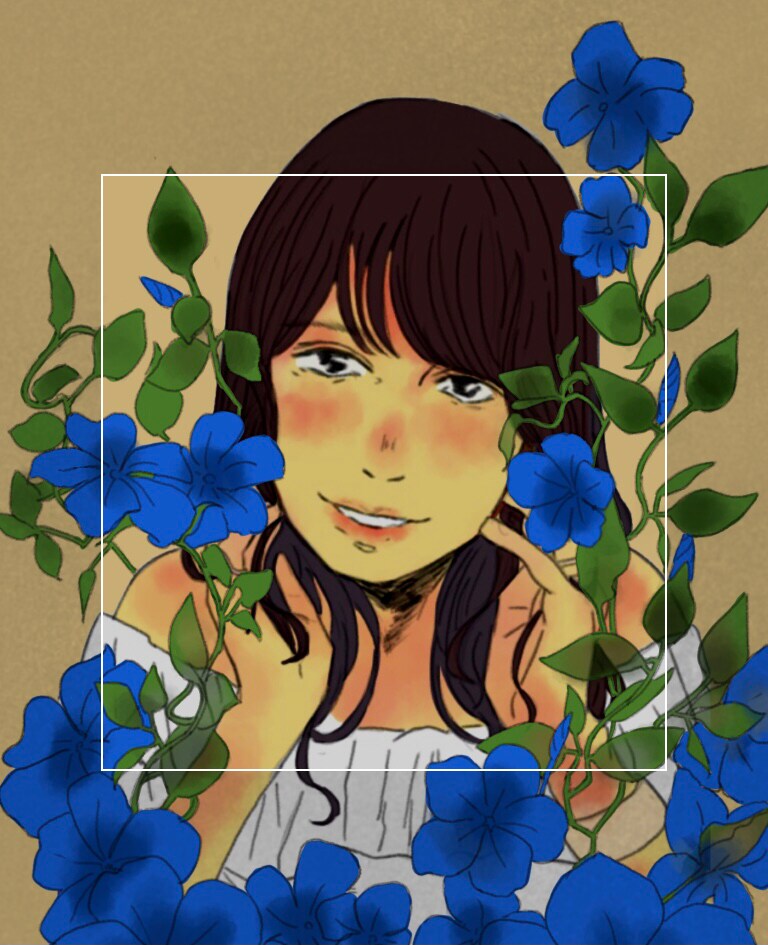 お花に囲まれた似顔絵描きます お花が好きで、素朴な色使いが好きな方！ イメージ1