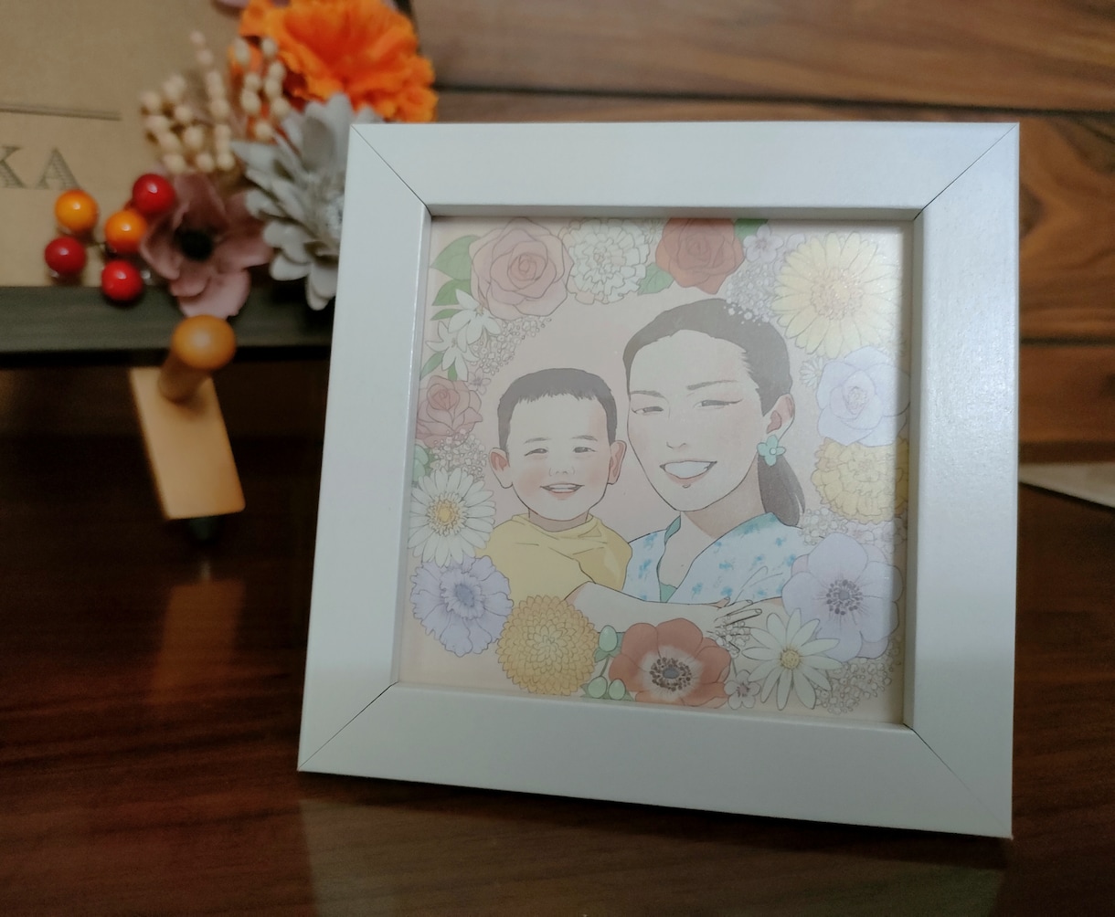 お花に囲まれた似顔絵描きます SNSアイコン等に！小さめプリントでお部屋に飾るのもおすすめ イメージ7