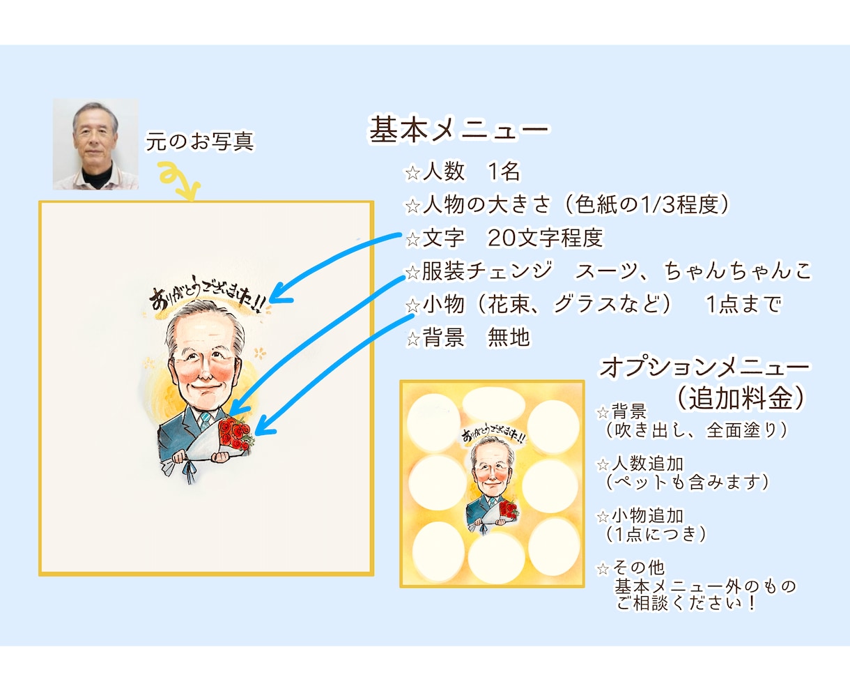 そのまま贈れる記念の寄せ書き色紙に似顔絵を描きます 退職・転勤などのビジネス利用や誕生日・長寿などのお祝いに！ イメージ2