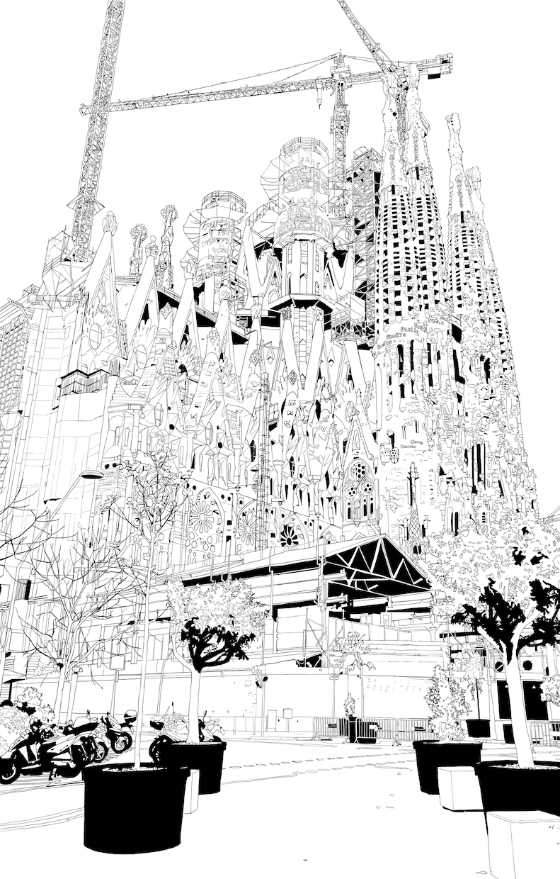 写真をトレースして線画を作成します 思い出の風景を世界に1枚だけの線画に イメージ2