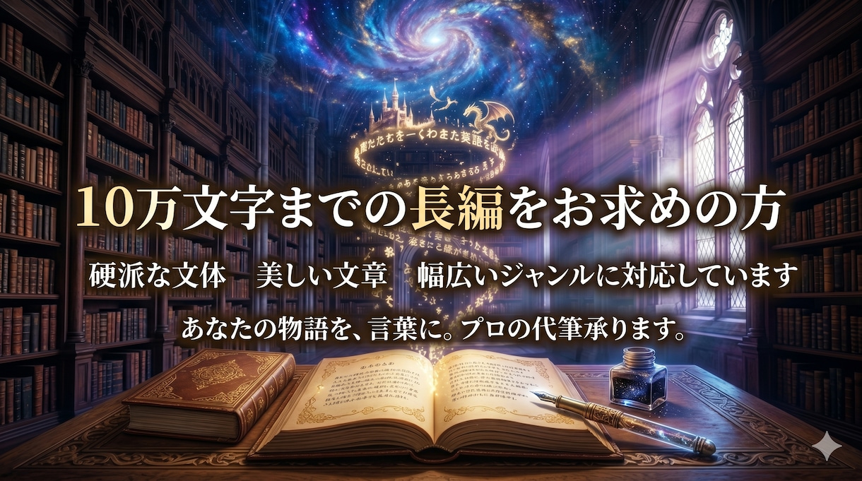 10万文字まで　長編小説・シナリオ執筆致します あなたの読んでみたい！書いて欲しい！そんな物語を形にします イメージ1