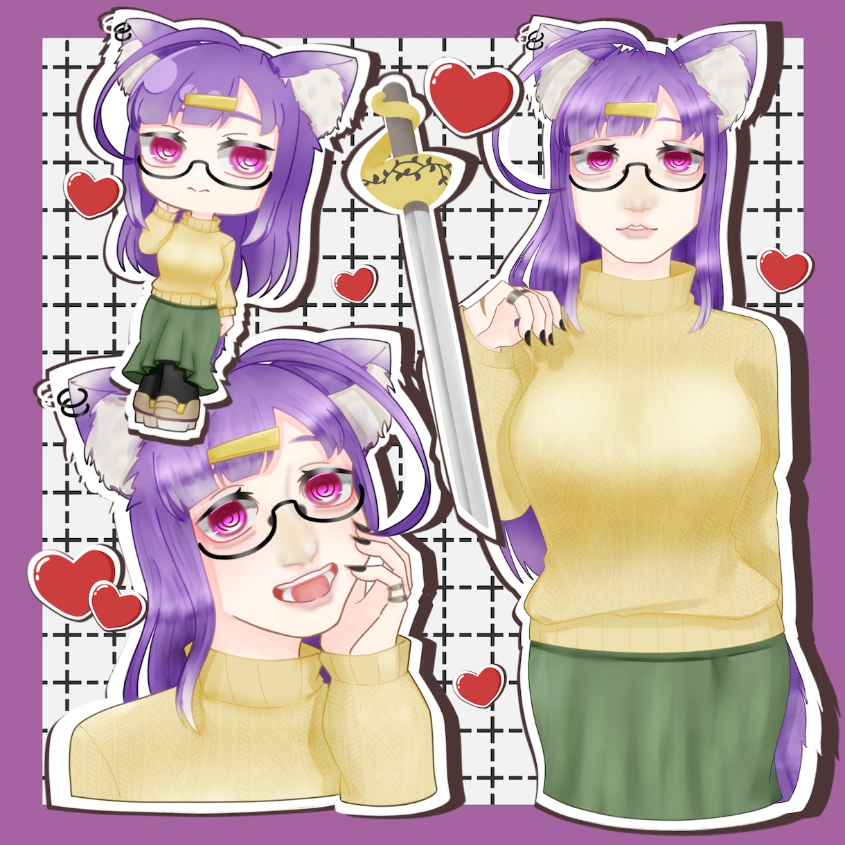 ステッカー風イラストを制作いたします いろんなポーズや表情を詰め合わせたあなただけのイラスト イメージ2