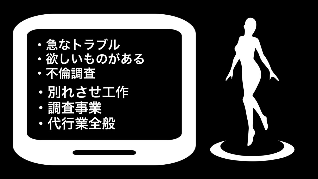探偵調査から問題解決、対策まで対応します 悩み相談から不倫調査、いじめ告発、電話代行なんでも代行します イメージ2