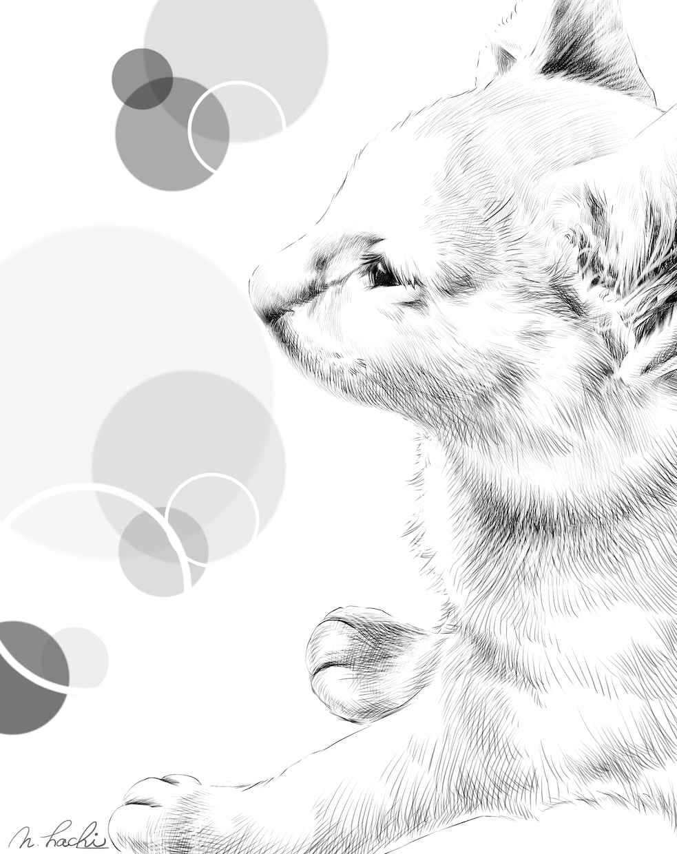 癒される！おしゃれなモノクロペット似顔絵描きます ♪迫力の高画質Ａ３サイズデータ！記念品やアイコンヘッダーにも イメージ9