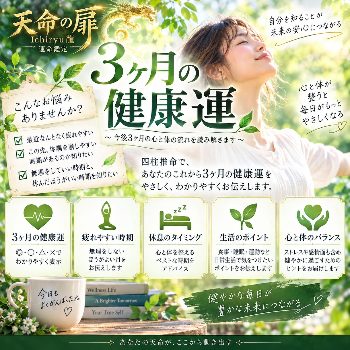 四柱推命でこれから3ヶ月の健康運を鑑定します 「いつ頑張って、いつ休むか」が分かる3ヶ月健康運 イメージ2