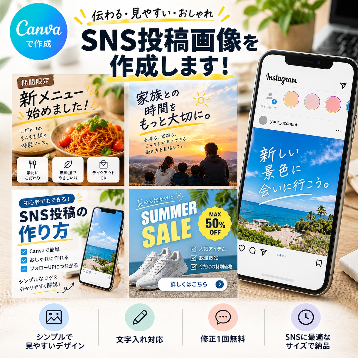 SNS投稿用の画像を作成します Canvaで見やすい画像を作成します イメージ1