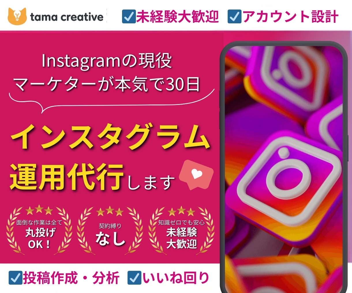 現役マーケターが本気で30日インスタ運用代行します 今だけモニター価格！"画像制作"から"全部おまかせ"まで！ イメージ1