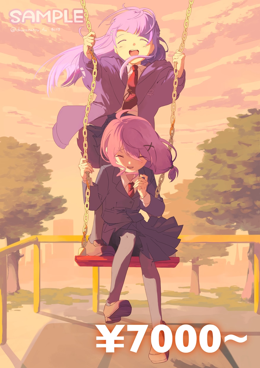 物語を感じられるイラストを制作します ｢背景｣｢キャラ2人｣｢キャラデザ｣など無料で対応します イメージ1