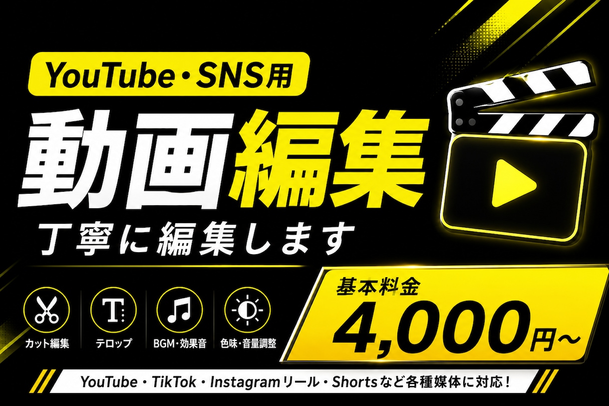 YouTube・SNS用の動画を丁寧に編集します 基本編集込み4,000円で対応 イメージ1