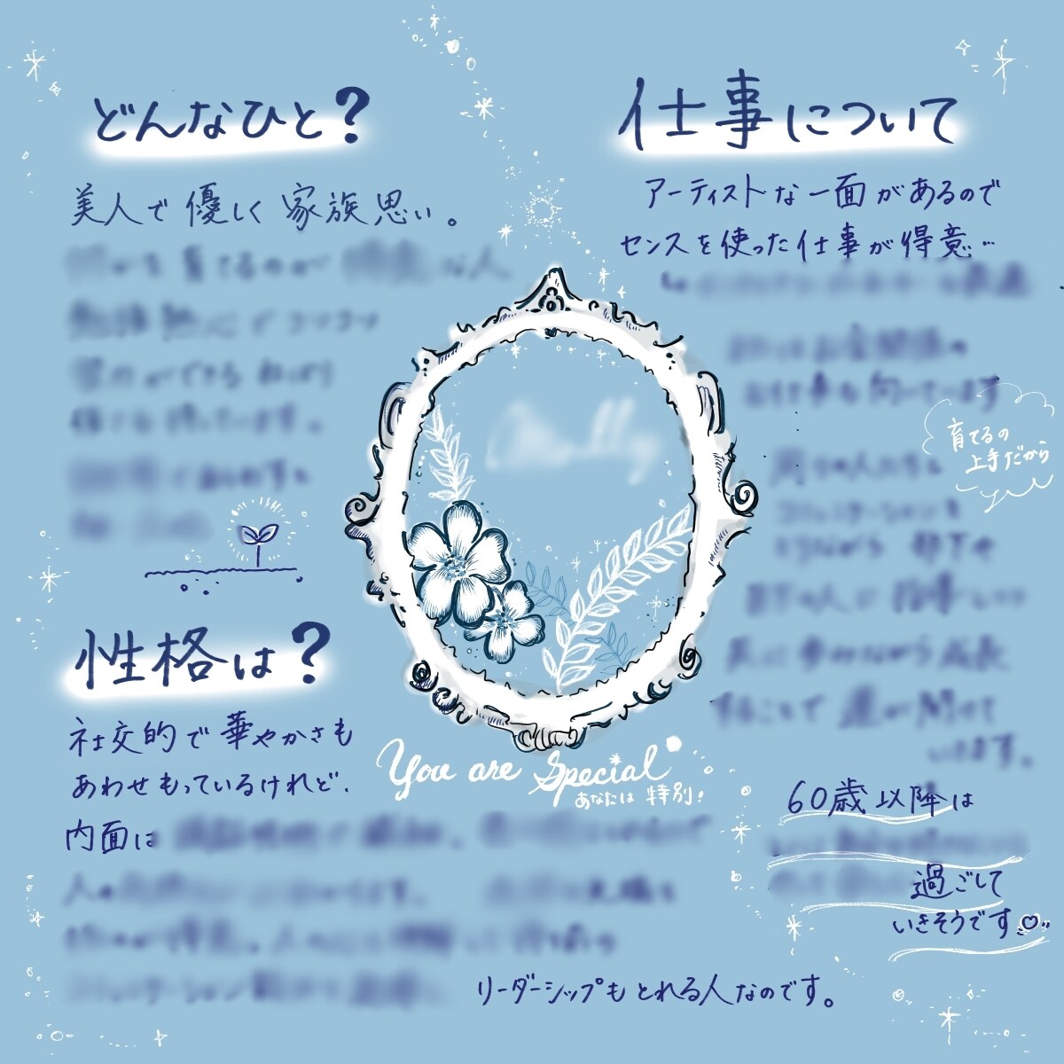 イラスト鑑定書✴︎四柱推命であなたの運気を占います もともとの性格や才能,今年の運気,先10年の運気をみます♪ イメージ3