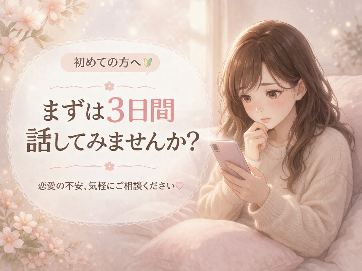 恋愛の不安やさしく整理します 不安な気持ちを安心に変えていきます イメージ1