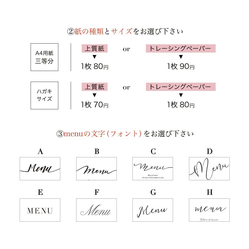 結婚式のメニュー表デザインします おしゃれな結婚式をしたいあなたへ♡修正は何度でも無料です！ イメージ6