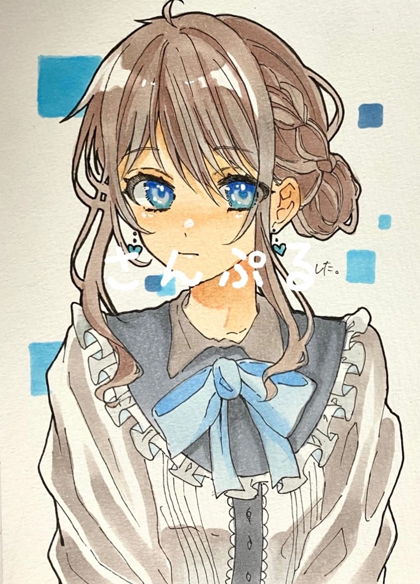 女の子のアナログイラストを作成致します 女の子をイラストマーカーで可愛いイラストを描きます！ イメージ6