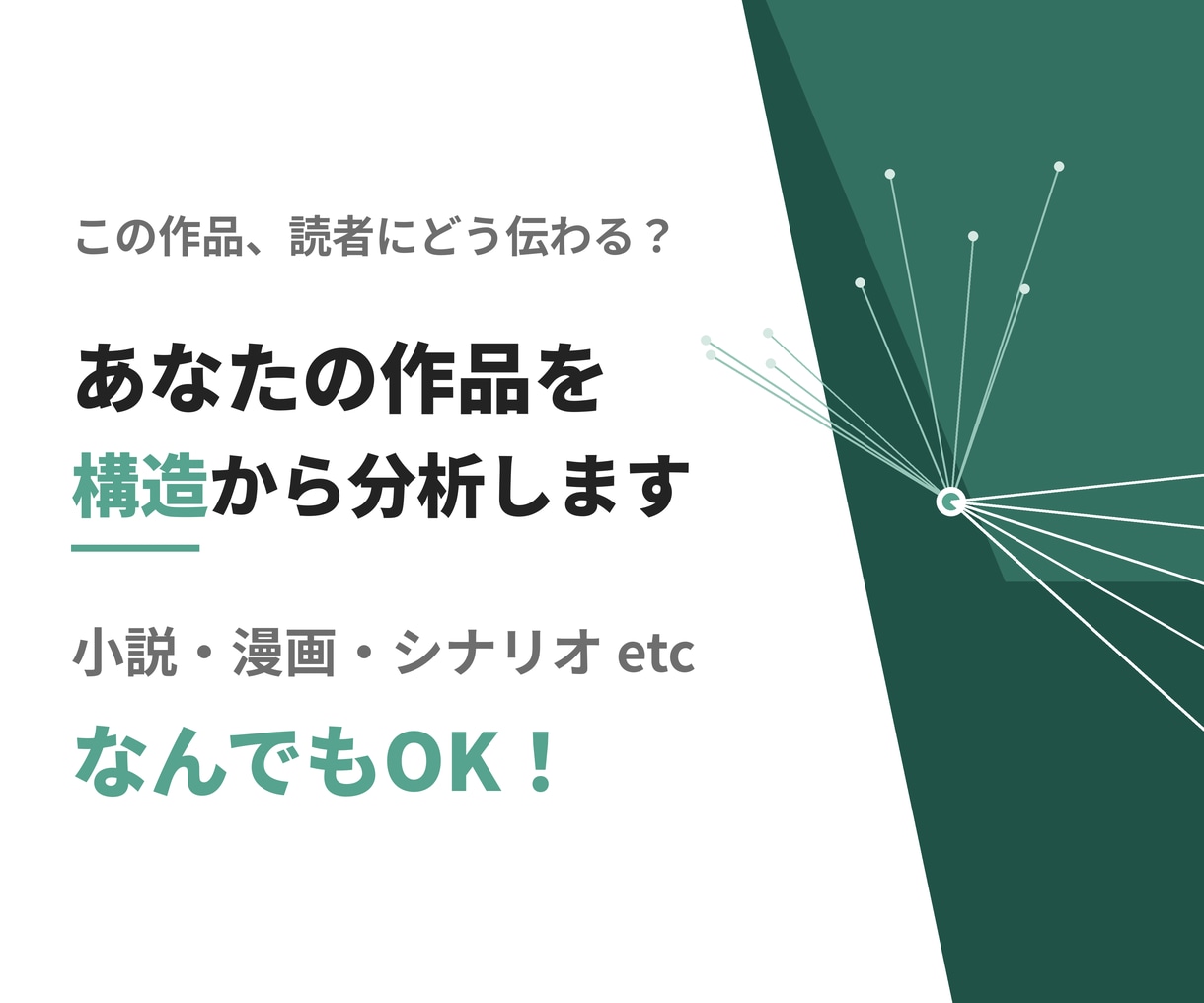 読者導線から作品の伝わり方を分析します 読者にどう伝わる？を分析／小説・漫画・シナリオ等なんでもOK イメージ1