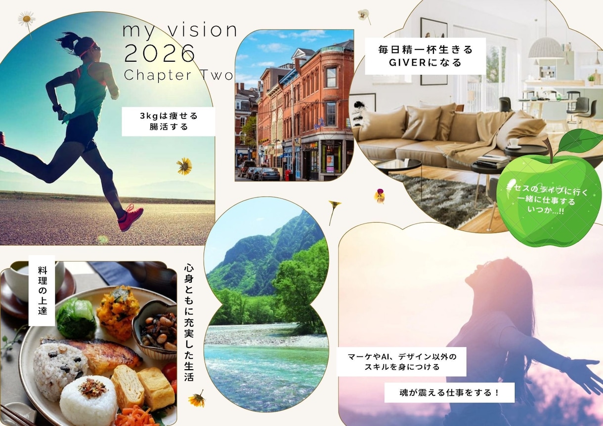 あなたの夢を叶えるヴィジョンボードをお作りします デザインタイプをお選びいただけます。希望の方は入稿まで対応 イメージ1