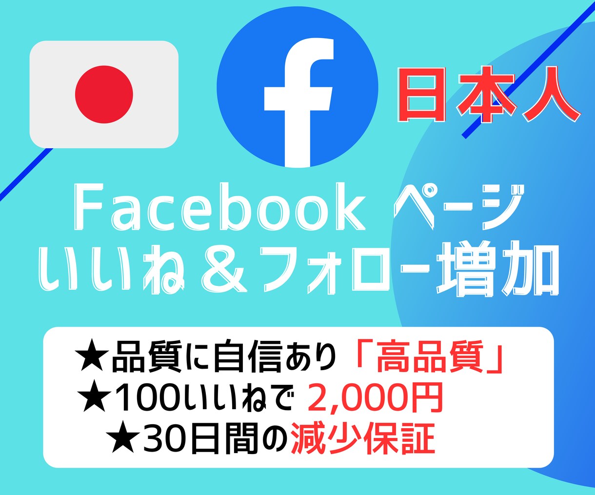 Facebook 日本人いいね&フォロー増やします +100いいね～|高品質|振り分け可|おまけでフォローも増加 イメージ1