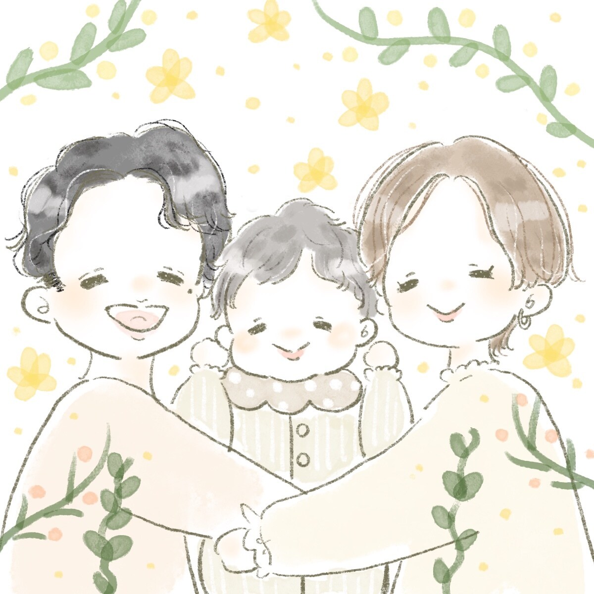 ほっこり可愛いファミリー(ご家族)イラスト描きます 出産祝いや、ご両親のプレゼントなどに！思いを込めて描きます。 イメージ3