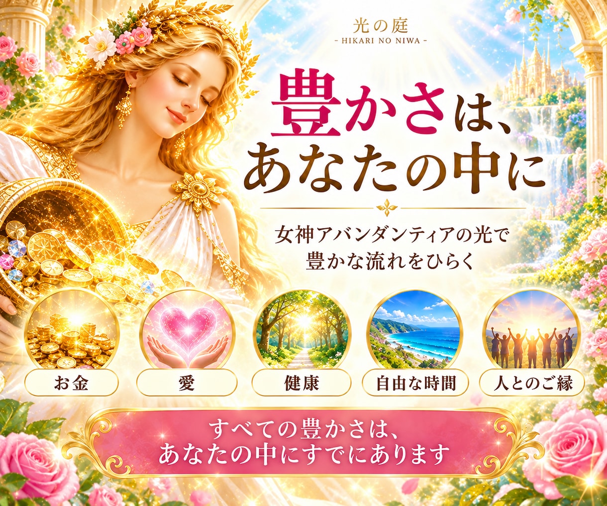 女神アバンダンティアの光で豊かさの流れをひらきます 愛・喜び・金運も。豊かさを受け取る私へ イメージ2