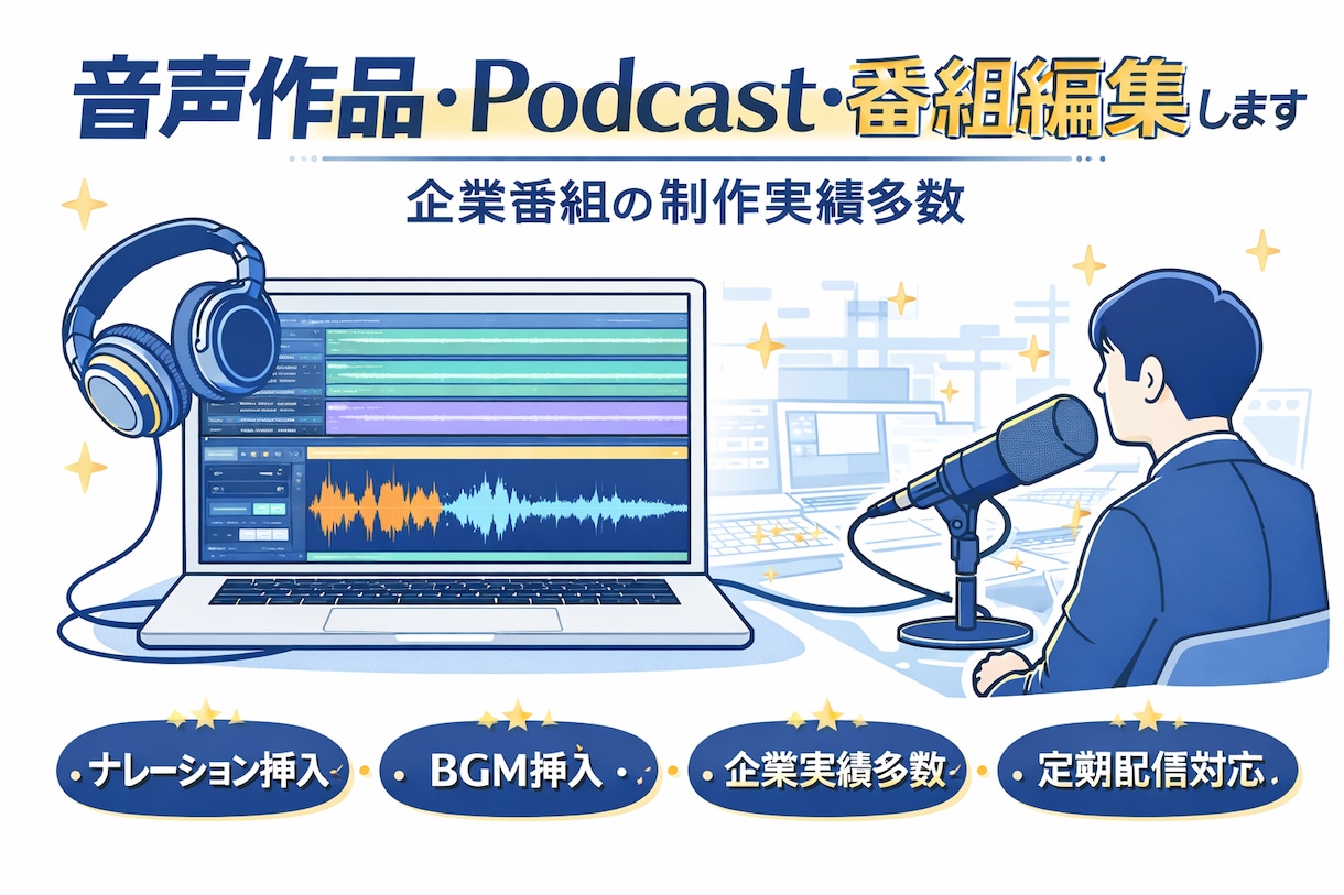 音声作品・Podcast・番組編集します 企業番組実績あり・定期配信・継続案件OKです！ イメージ1