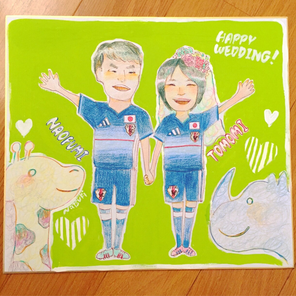 あなた好みのすてきなウェルカムボードを描きます 好みにあわせて、アクリル絵の具で可愛い似顔絵をかきます！ イメージ4