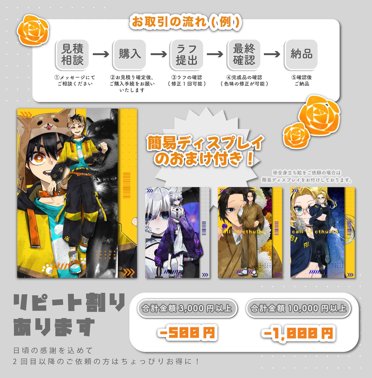キャンペーン中 ✧ TRPG等 立ち絵を制作します あなただけのキャラクターをイラストにします。 イメージ3
