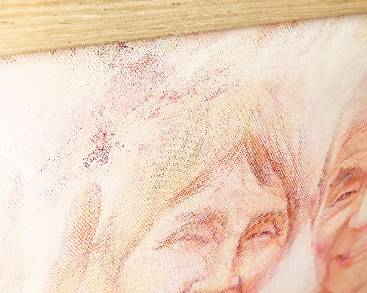原画納品！手描き似顔絵で特別な贈り物を作成します キャンバスボードに絵の具と色鉛筆にてお描きいたします！ イメージ3