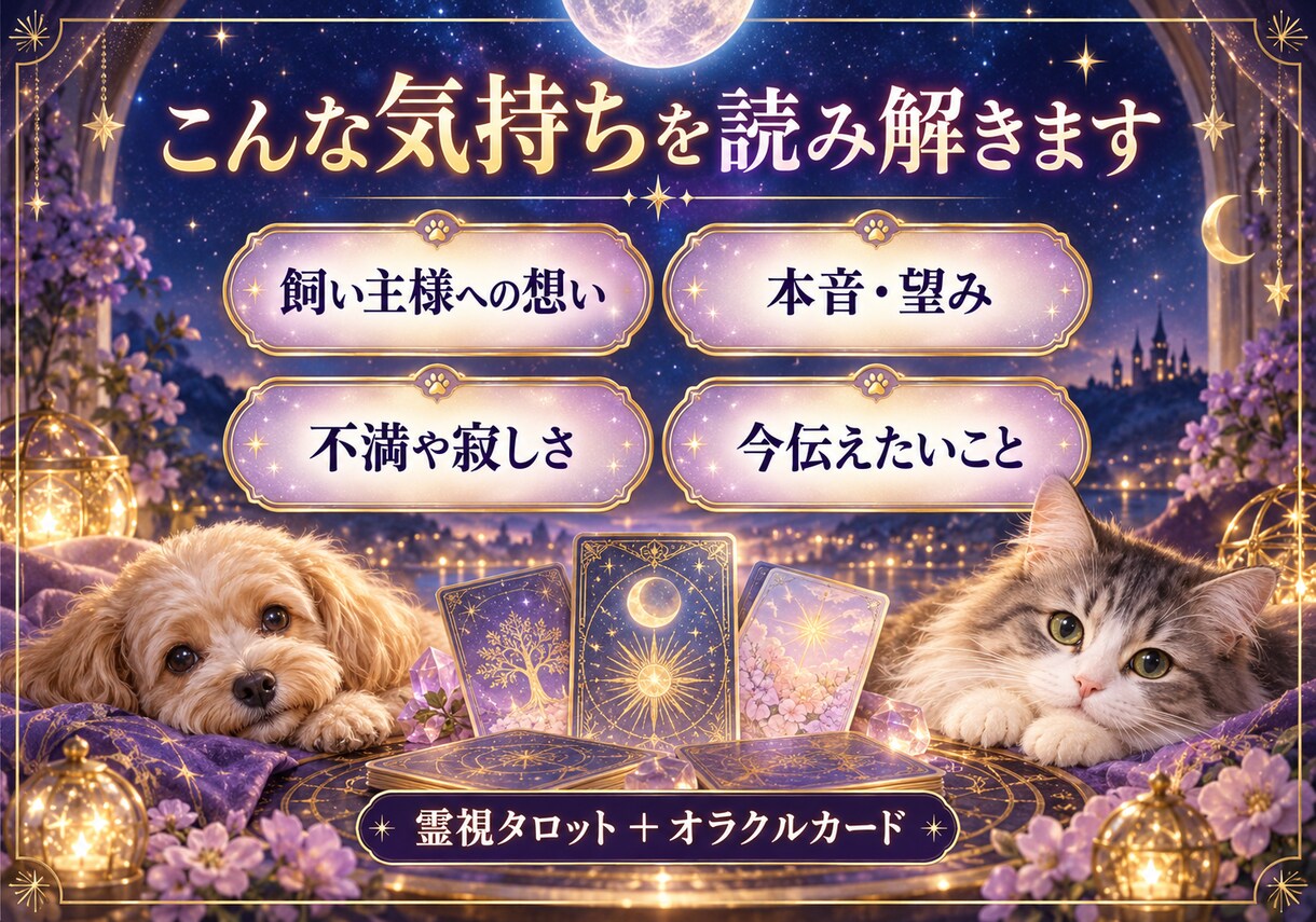 ペットの気持ち・本音を霊視タロットで丁寧に占います 犬猫限定｜今の本音・望み・飼い主様への想いを丁寧にお届け イメージ3