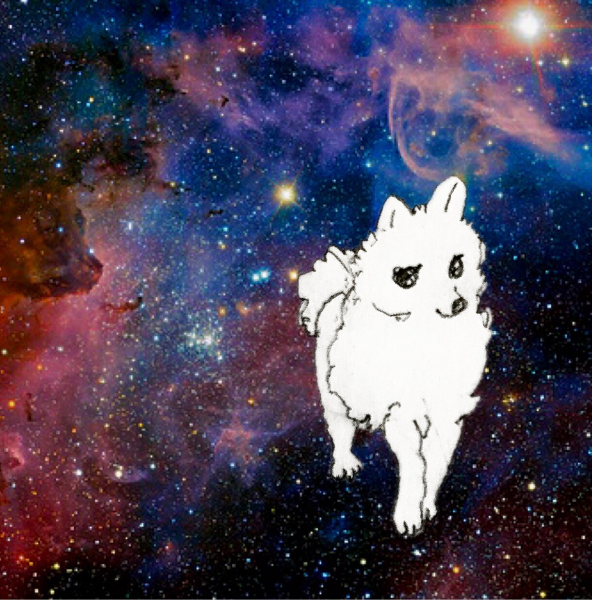 ペットのワンちゃんイラスト描きます 【犬限定】✰︎あなたのワンちゃんを宇宙に浮かばせませんか✰︎ イメージ1