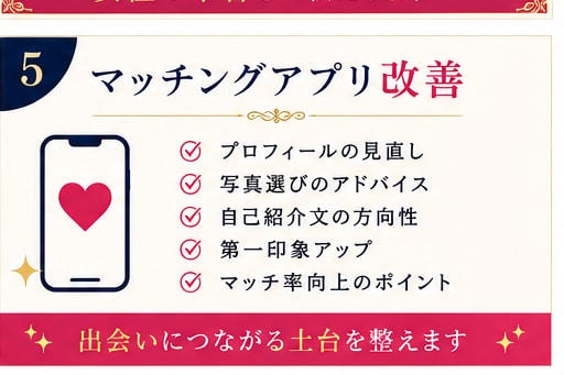40歳以上の男性へ✴︎恋愛・婚活サポートします 外見・内面の印象を改善して魅力アップ！理想の出会いへ イメージ6