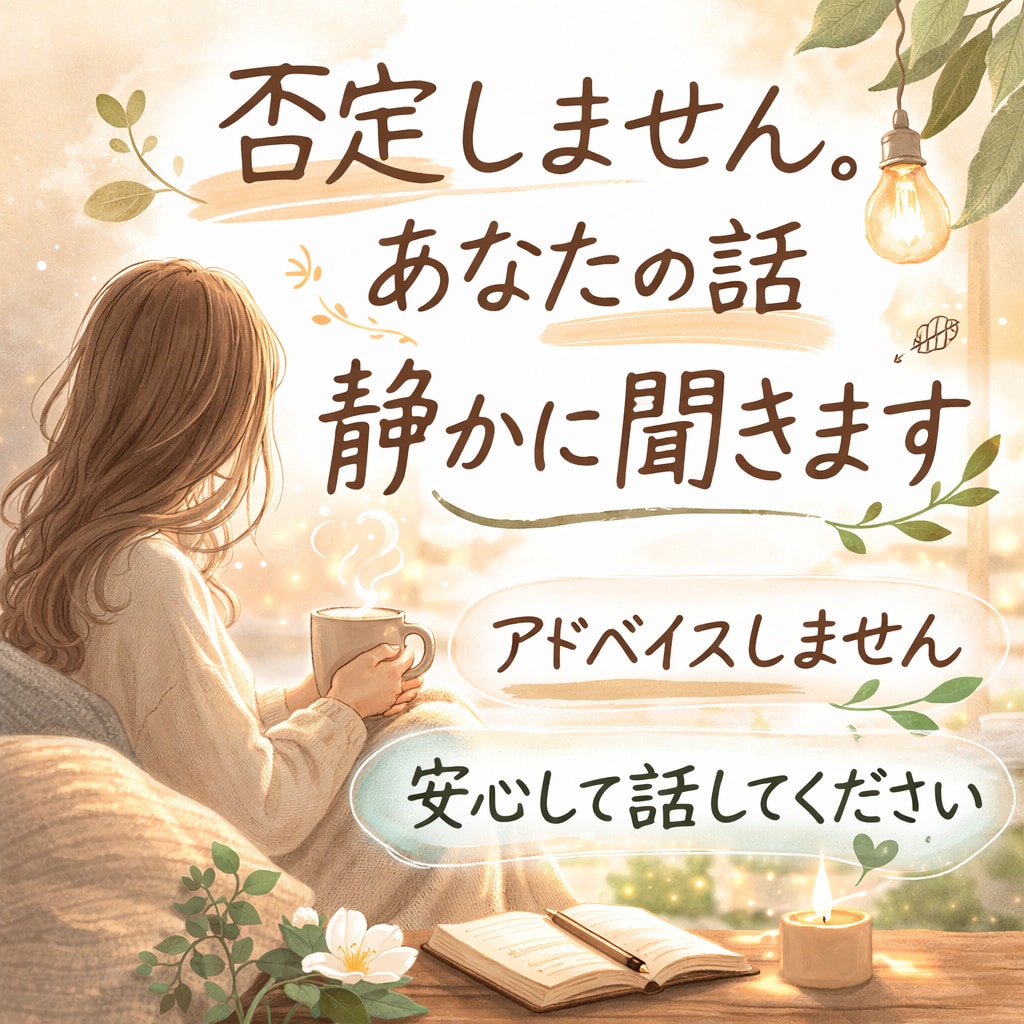 頑張らなくて大丈夫。あなたの話を聞きます 執着しない心で、少し楽になるお手伝いをします イメージ1