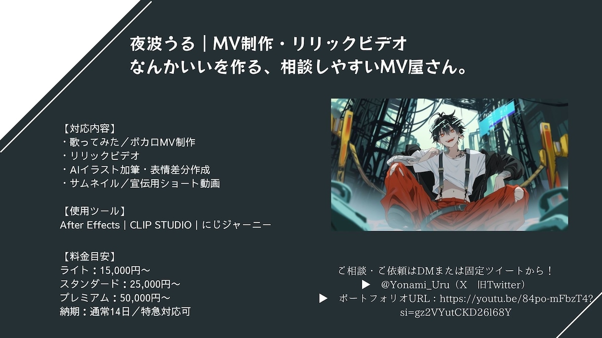 ボカロや歌ってみたのMV、リリックビデオ作成します 「なんかいい」を、ちゃんと作る動画師です。 イメージ1