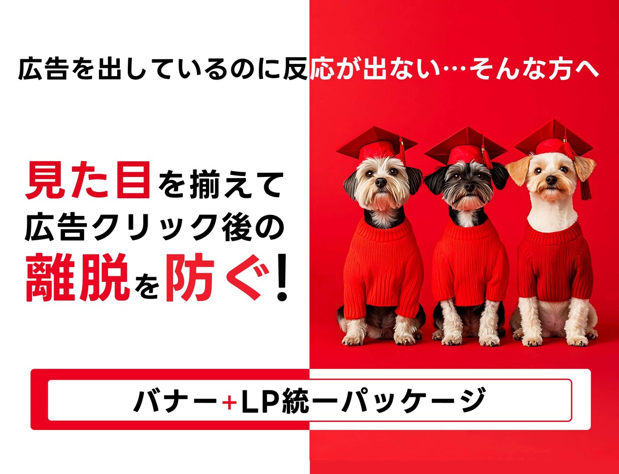 広告バナー＋LP制作 訴求軸を揃えて成果に繋げます 広告バナーとLPの世界観を揃えて成約率UPを狙います。 イメージ1