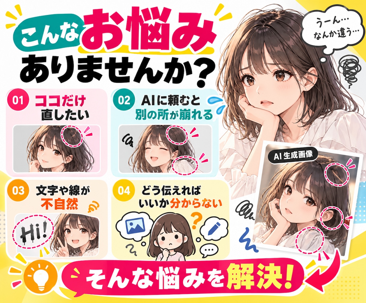AI生成画像のココだけ直したい！をプロが修正します 生成画像の気になる所だけを修正します イメージ2