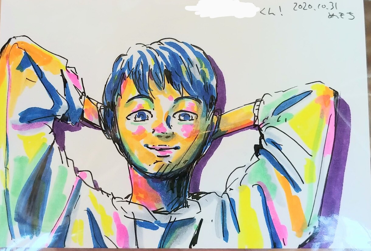 カラフルでポップな手描き似顔絵描きます はがきサイズのお手頃価格で試してみませんか？ イメージ3
