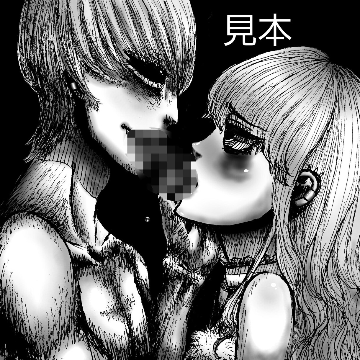 個性的な絵ならお任せを！モノクロイラスト描きます モノクロカラーで人物イラストを描きます！アイコンなどに！ イメージ1