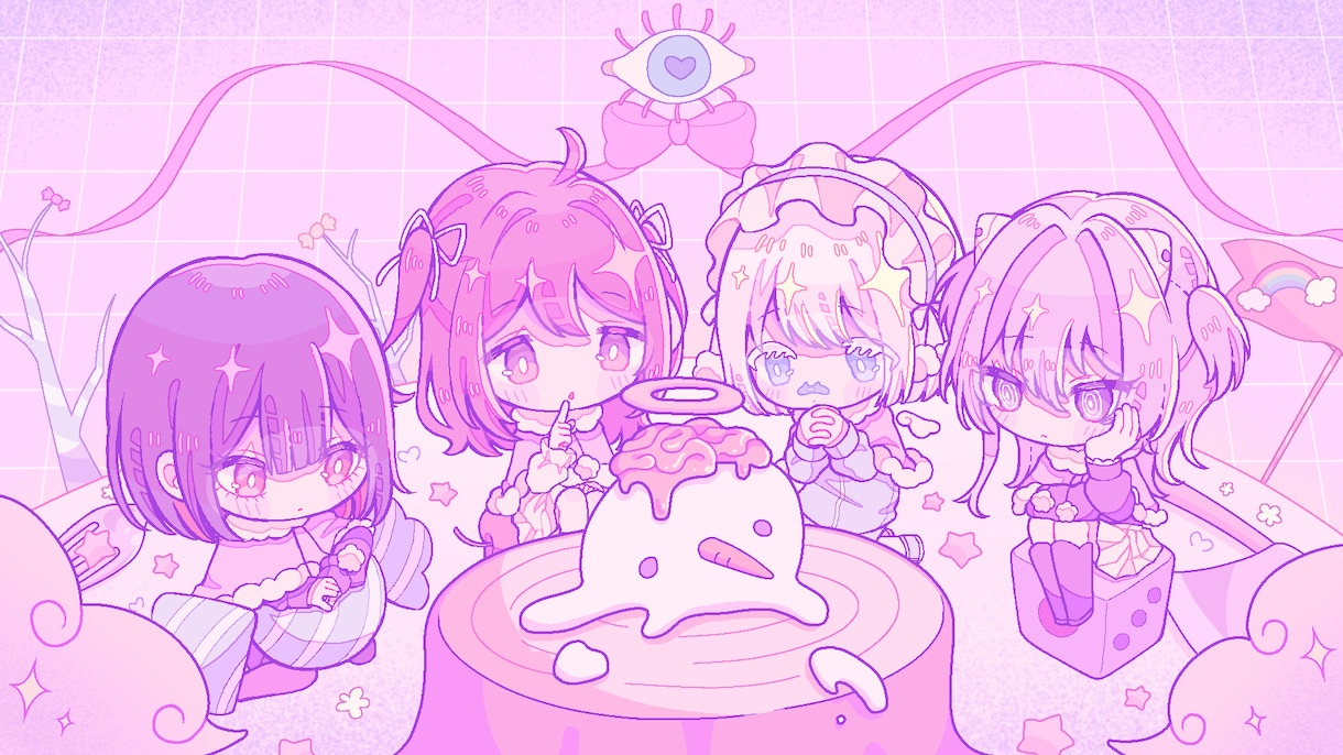 個性的なデフォルメイラスト制作します かわいくてもちもちするような♡イラストを制作します！ イメージ4