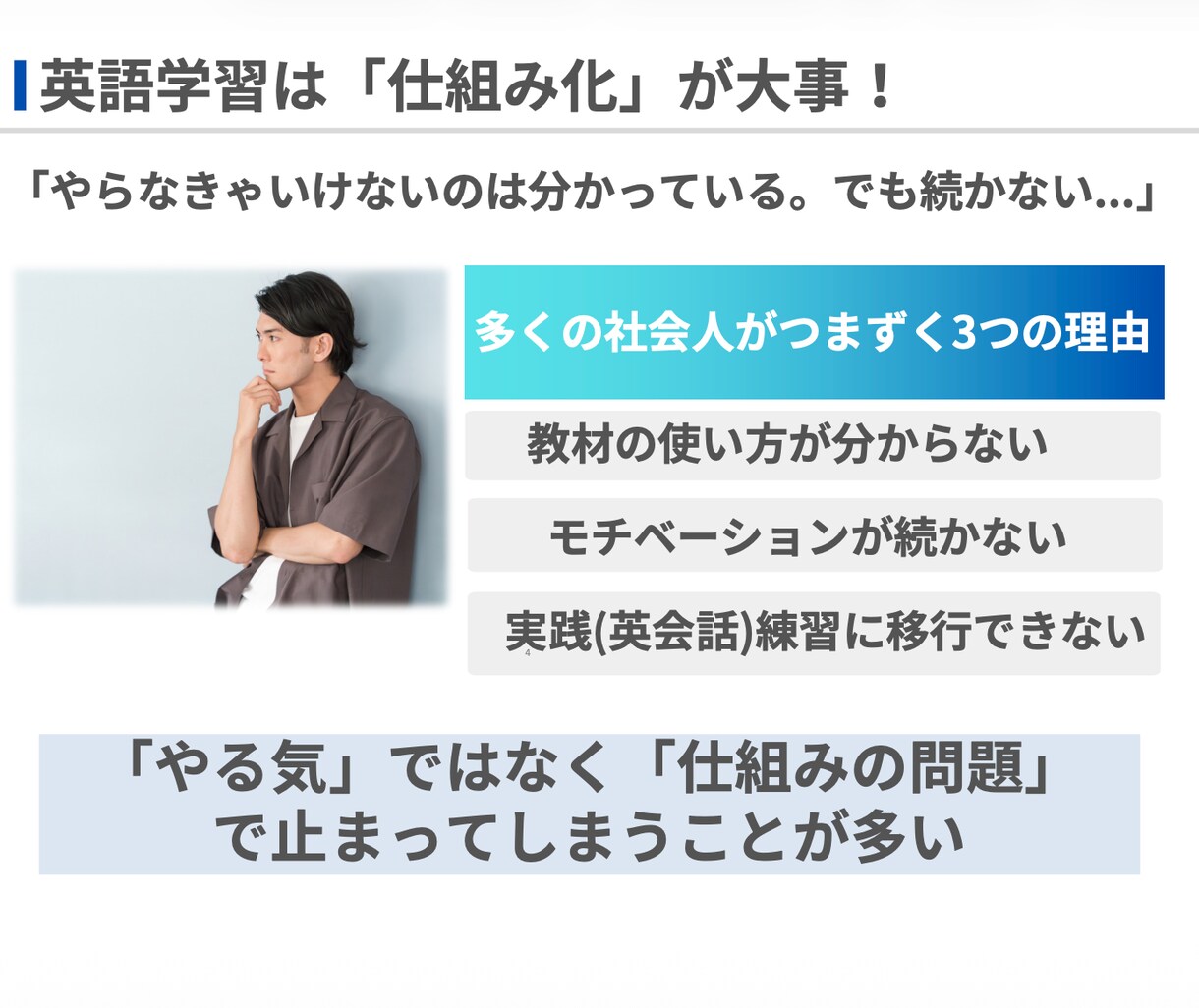 英語初心者向けのレッスンとコーチングをご提供します 3ヶ月で、英会話につながる基礎固めと英語の学習習慣を作ります イメージ3