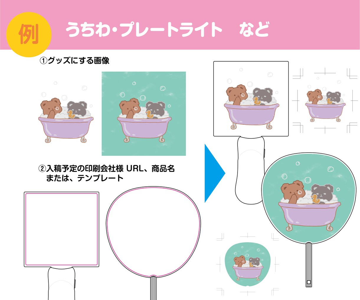 画像が決まっているグッズの入稿データ作成します Tシャツ・トートバッグ・缶バッジ・うちわ・タオルなど イメージ6