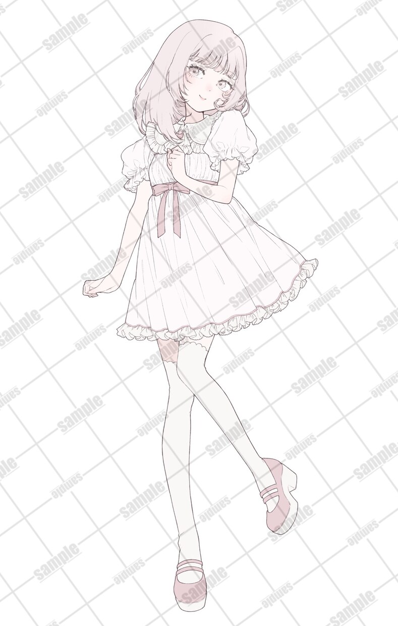 女の子の立ち絵(主にロリィタ系)描きます ロリータや和装の衣装に凝ったイラストです。 イメージ6