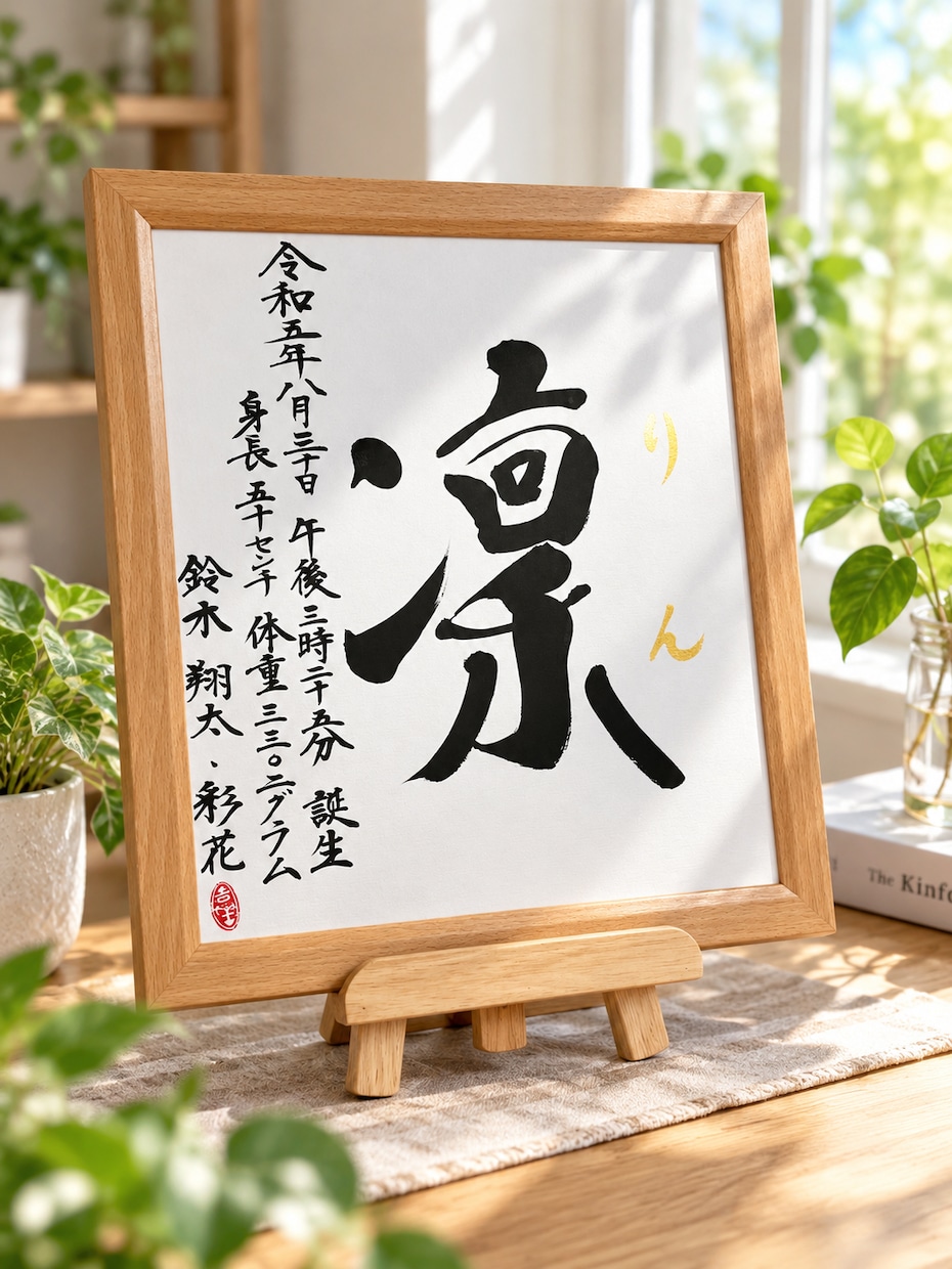 一生残る、想いを込めた命名書をお書きします お子さまのお名前に込められた想いを、丁寧に形にいたします。 イメージ2