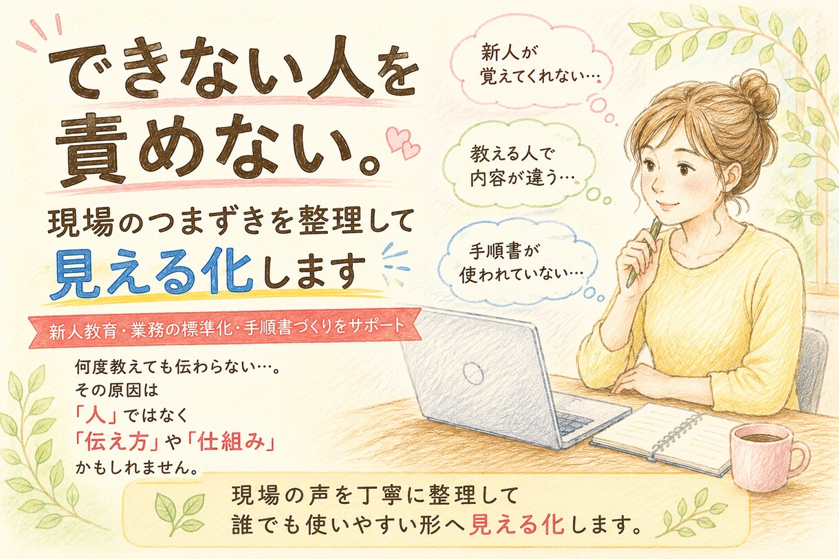 現場のつまずきを整理して見える化します 「覚えられない」を人ではなく仕組みで改善します イメージ1