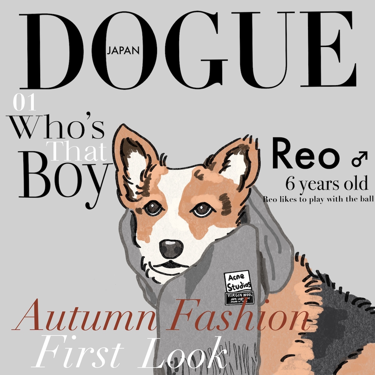 あなたの可愛いペットを雑誌の表紙風イラストにします お家に飾るインテリアやプレゼントにも♥ イメージ1