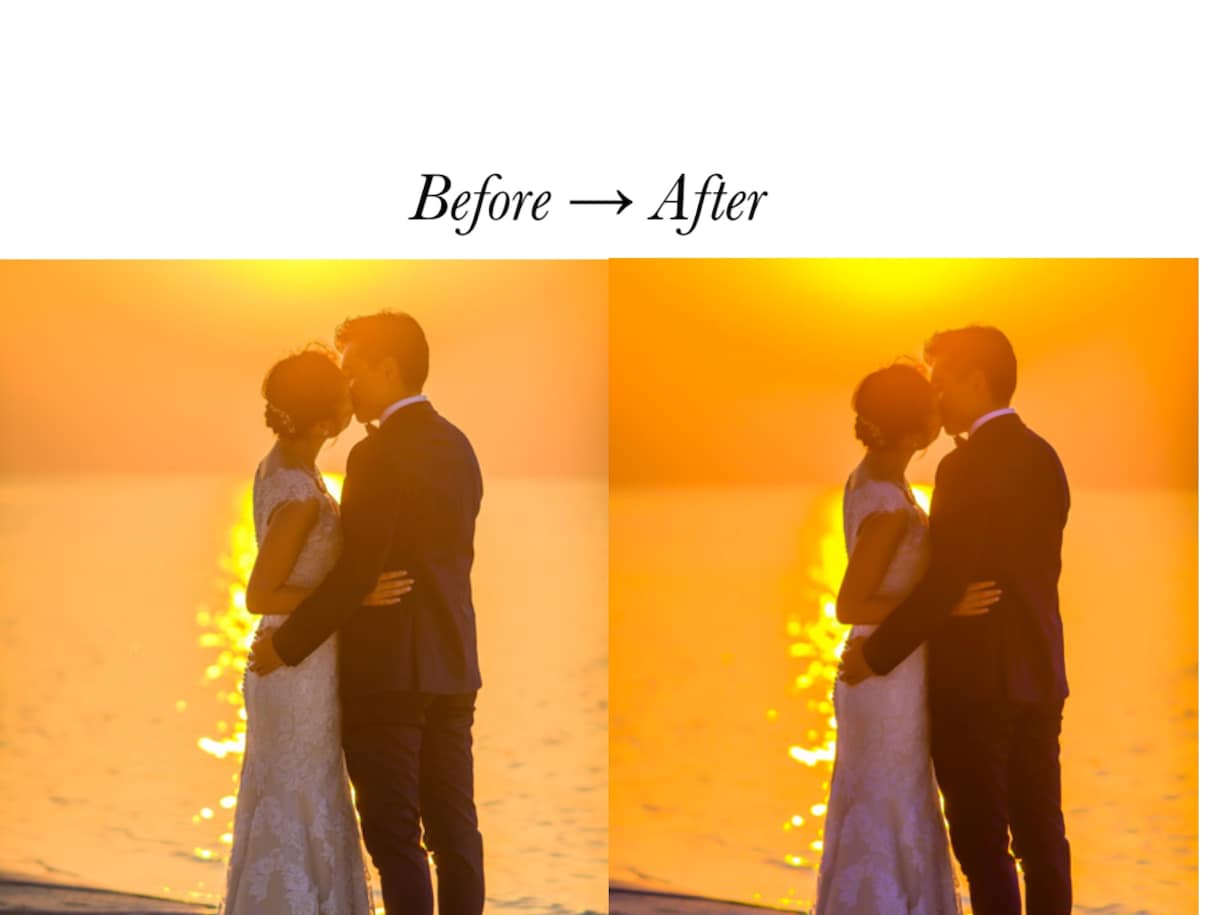 ウェディングフォト20枚1000円色味編集致します 結婚式での写真の色味加工します イメージ2