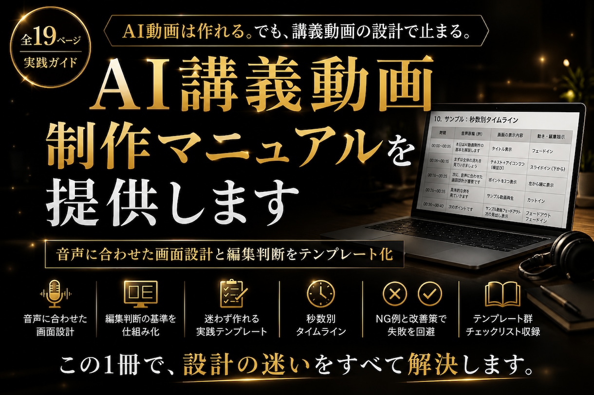 AI講義動画制作マニュアルを提供します AI動画教材を見やすい講義動画にできます イメージ1