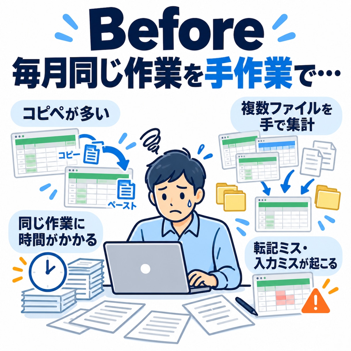 面倒なExcel・PC作業を自動化します 「これ自動化できる？」の段階から一緒に整理します イメージ2